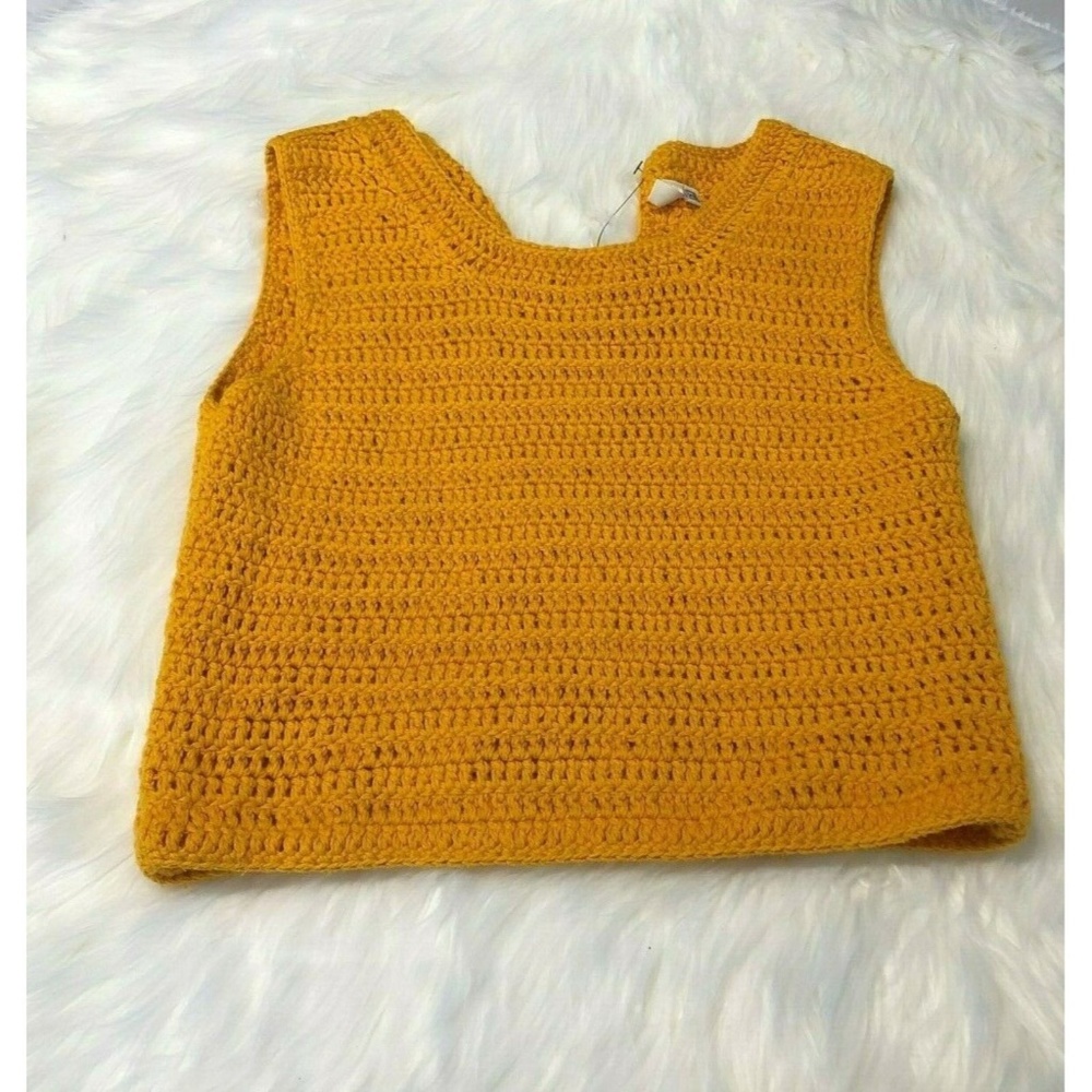 Moth Mustard Yellow Crocheted Sleeveless Sweater Tank